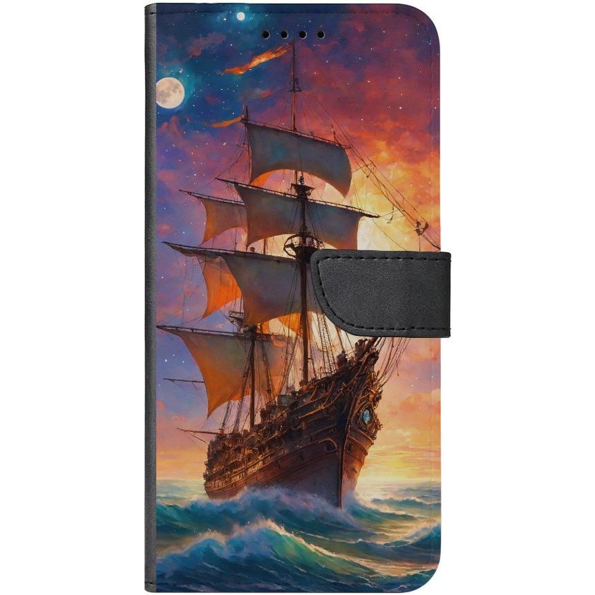 iPhone 14 Pro Max Handyhülle aus Kunstleder mit Lasche 43 Segelschiff - personalisierbar