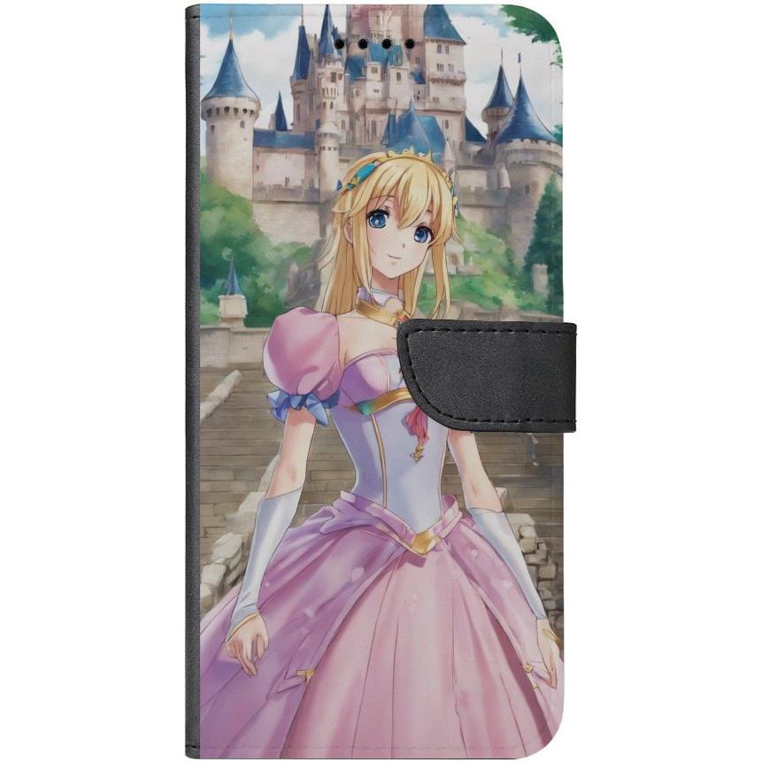 iPhone 15 Pro Handyhülle aus Kunstleder mit Lasche Motiv 50 Anime Prinzessin - personalisierbar