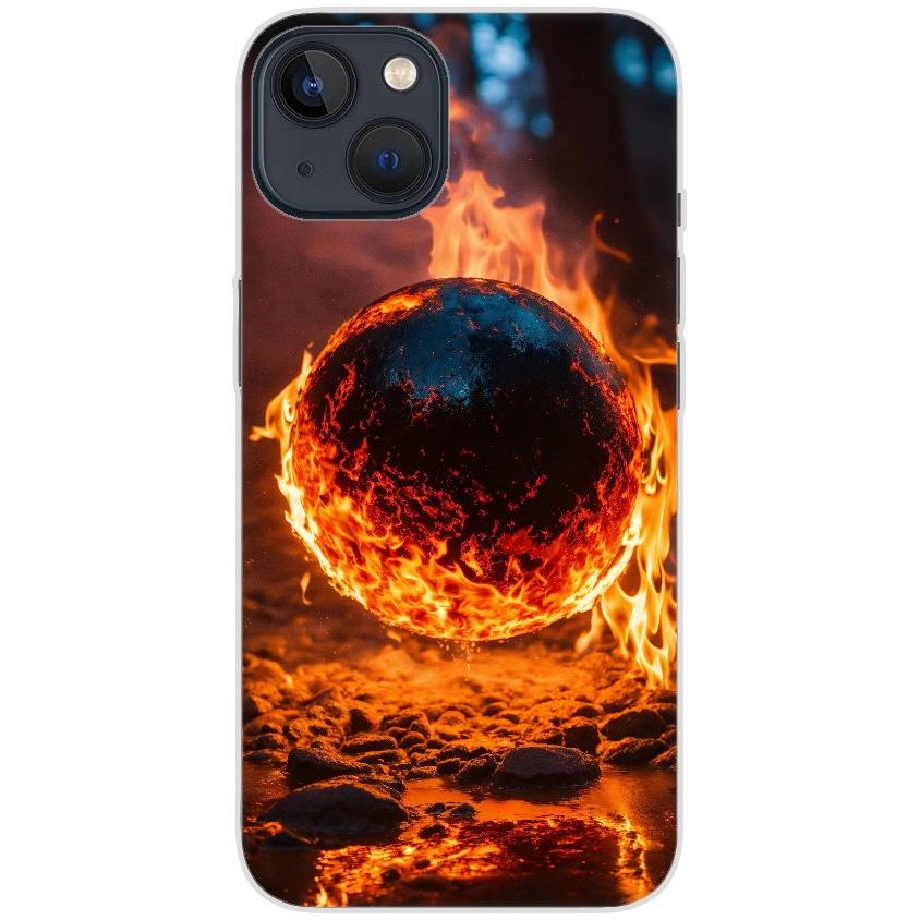 Handyhülle iPhone 13 aus transparentem Silikon mit Motiv 25 Feuerball - personalisierbar