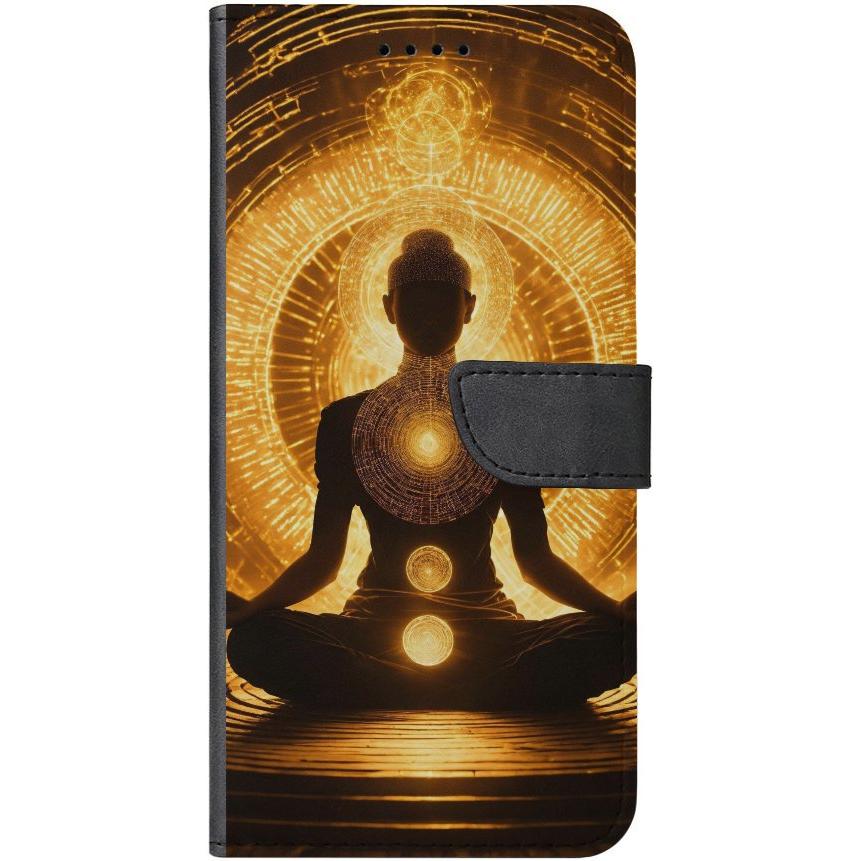 iPhone 15 Pro Handyhülle aus Kunstleder mit Lasche Motiv 32 Meditation - personalisierbar