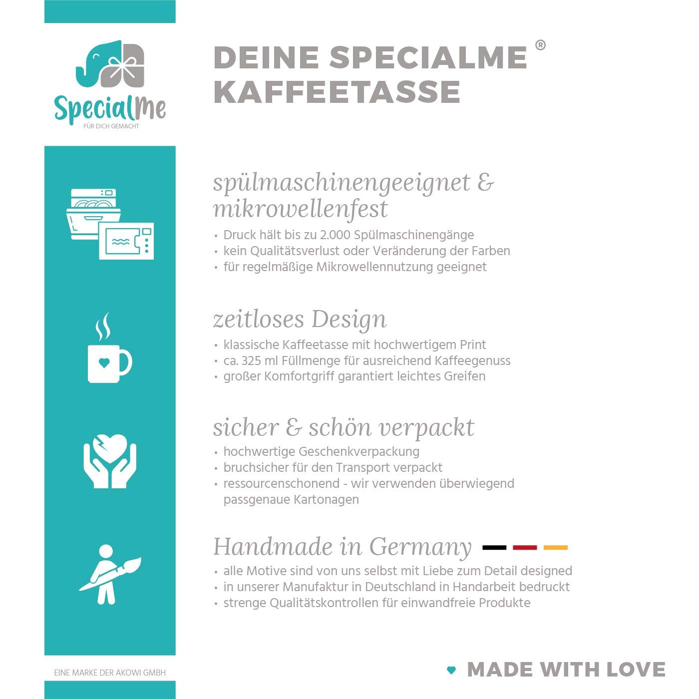 SpecialMe® Kaffee-Tasse [Wunschtext] mit Herz - soziale Berufe, Familie, Freunde kleines Dankeschön Geschenk Danke sagen Personalisiert weiß Keramik-Tasse