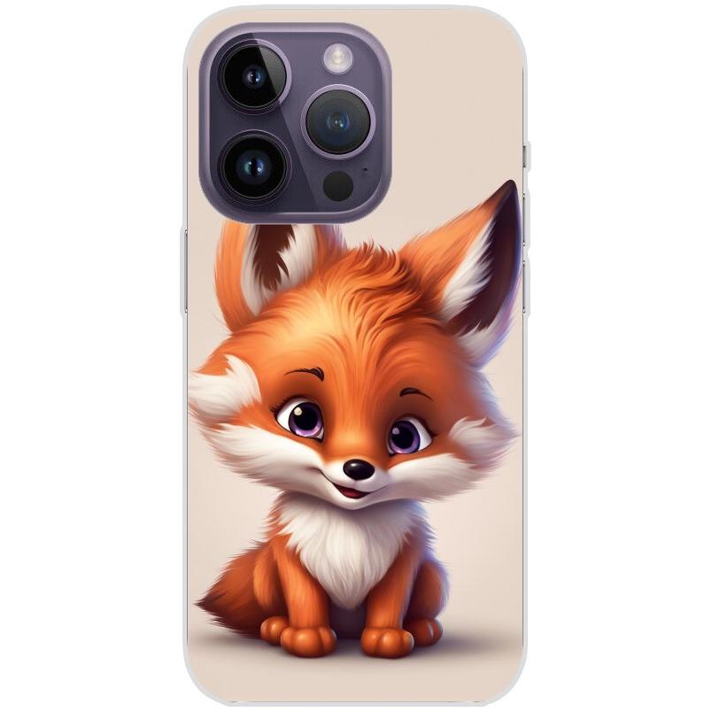 Handyhülle iPhone 14 Pro aus transparentem Silikon mit Motiv 11 Baby Fuchs animiert - personalisierbar