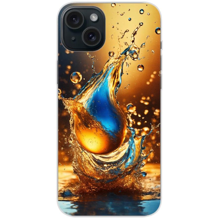 Handyhülle iPhone 15 Plus aus transparentem Silikon mit Motiv 17 Wassertropfen abstract - personalisierbar