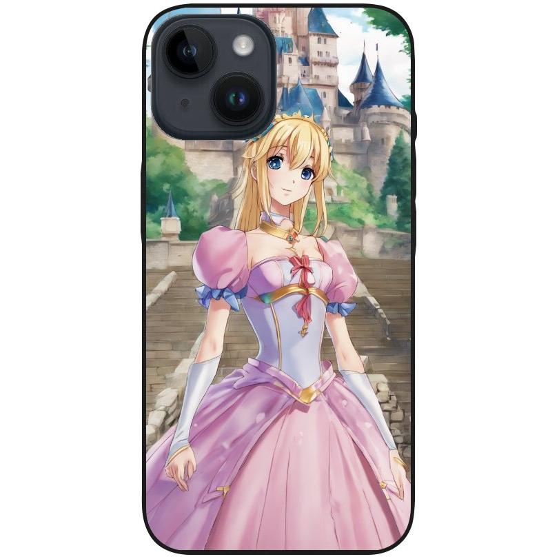 Hülle iPhone 14 - Silikonhülle schwarz mit Motiv 50 Anime Prinzessin - personalisierbar