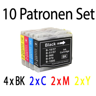 10 Stück Druckerpatronen kompatibel zu Brother LC-1000 für den Drucker Brother MFC-885CW. Mit unserer Eigenmarke Kupri bieten wir euch eine XXL Variante der Druckerpatrone LC-1000 an. Unsere kompatible Druckerpatrone bietet eine sehr hohe Füllmenge und somit eine sehr hohe Druckleistung für denen Brother MFC-885CW. Sparen Sie mit unserer Kupri Druckerpatrone für den Brother MFC-885CW einen großteil Ihrer Druckkosten ein.