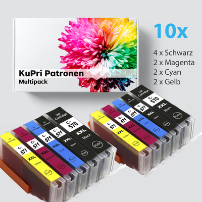 10er Set KuPri XXL Druckerpatronen für Canon Pixma TS6052 PGI570 / CLI571