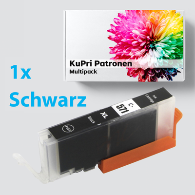 KuPri XXL Druckerpatrone für Canon Pixma TS6052 CLI571BK Black Schwarz Dünn