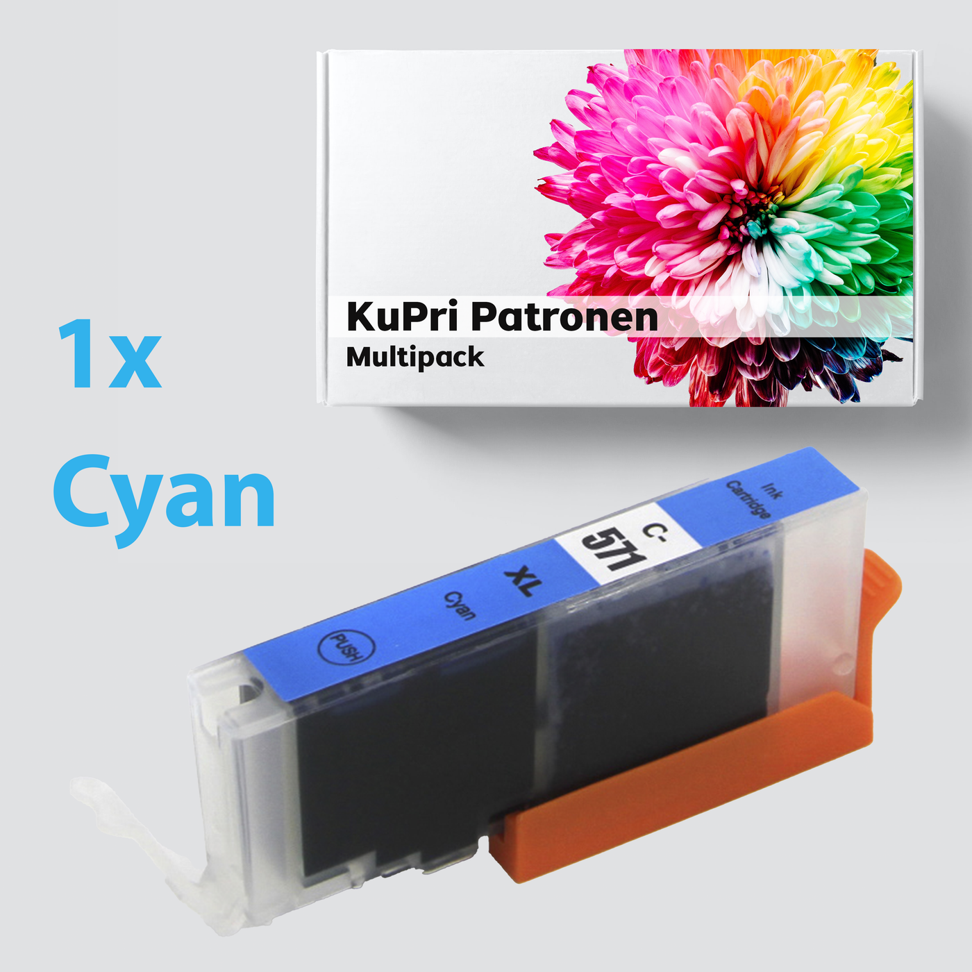 KuPri XXL Druckerpatrone für Canon Pixma MG5752 CLI571C Cyan / Blau