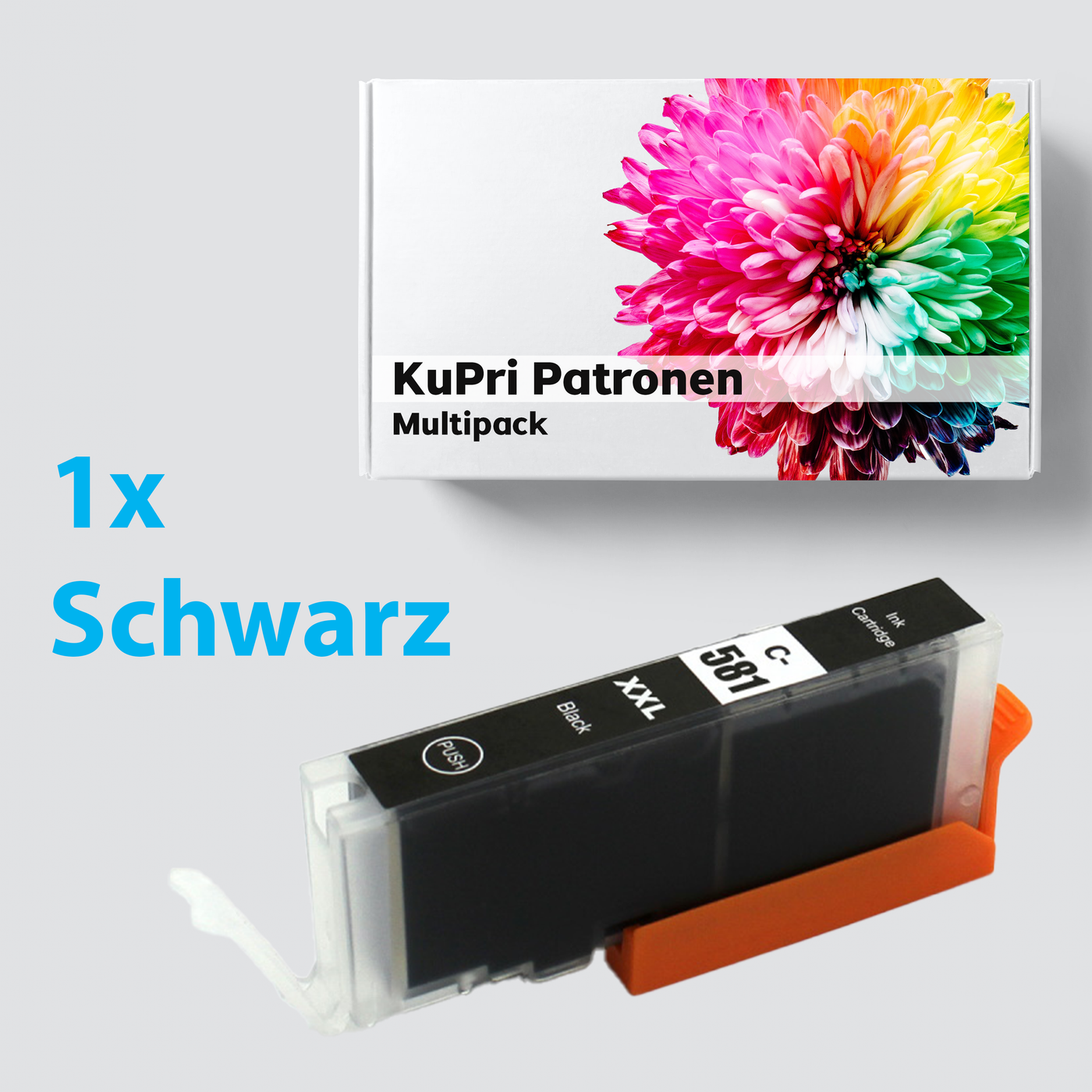 KuPri XXL Druckerpatrone für Canon Pixma TR8500 Serie CLI581BK Black Schwarz Dünn