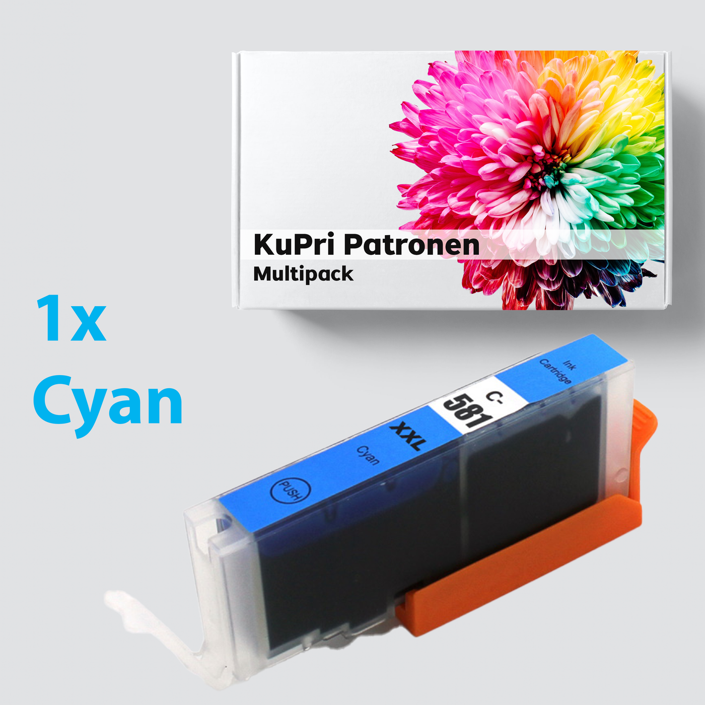 KuPri XXL Druckerpatrone für Canon Pixma TR8500 Serie CLI581C Blau Cyan