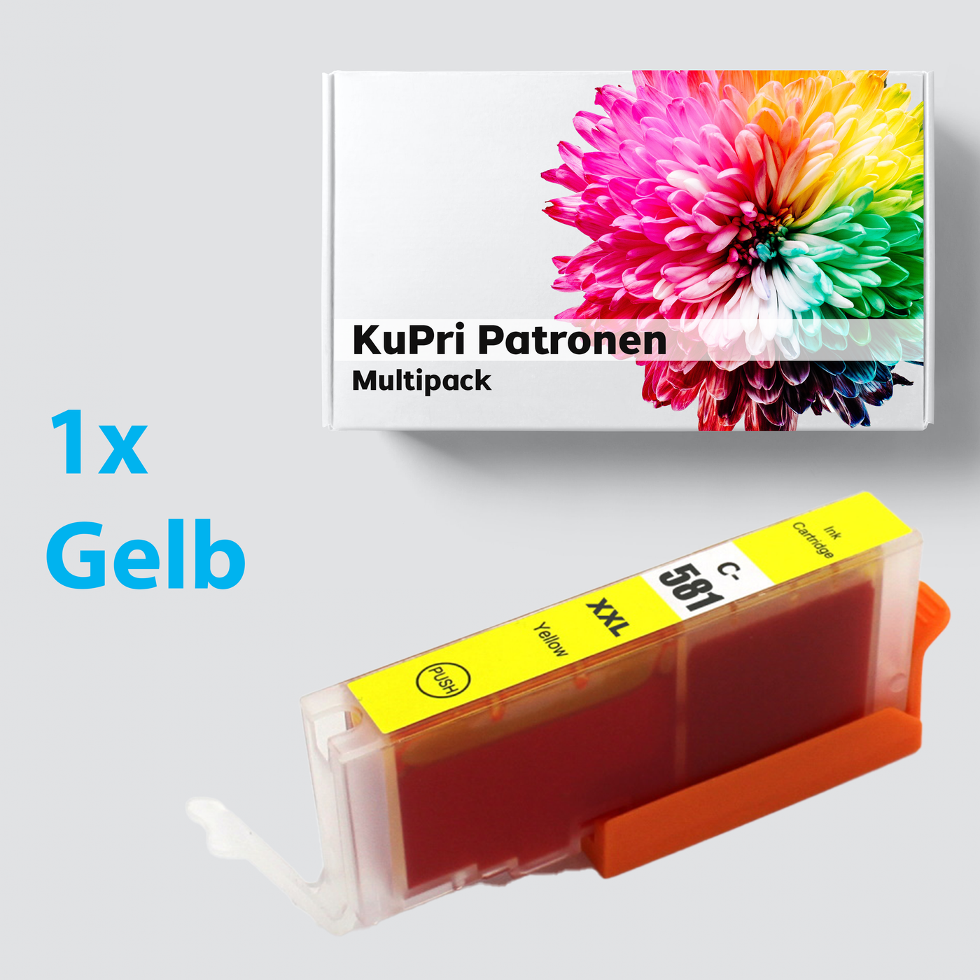 KuPri XXL Druckerpatrone für Canon Pixma TS8220 CLI581Y Gelb Yellow