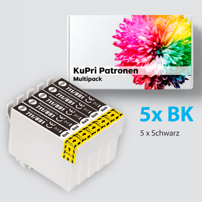 5 Stück KuPri XXL Druckerpatronen für Epson Stylus SX610FW kompatiblel zu T0711 Black Schwarz