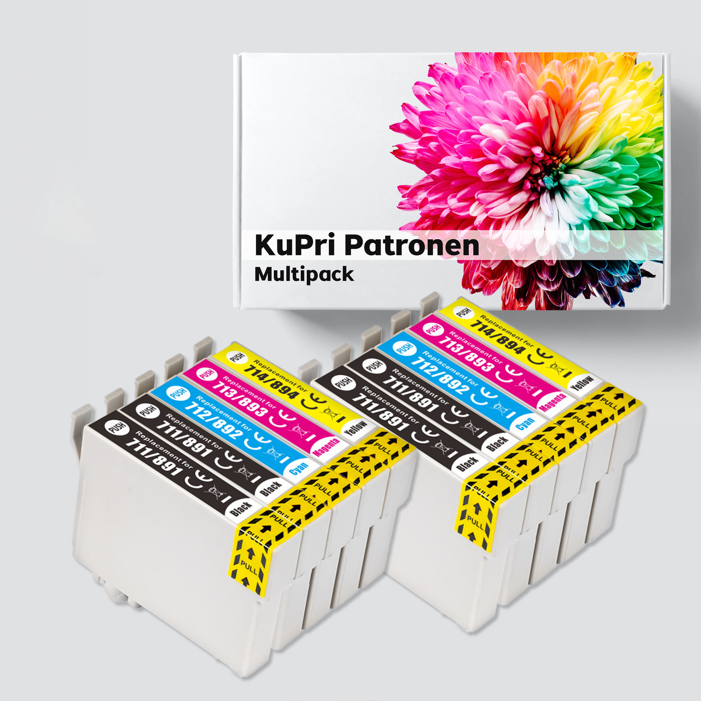 10er Set KuPri XXL Druckerpatronen für Epson Stylus Office BX310FN 4x BK je 2x C,M,Y T0711 - T0714