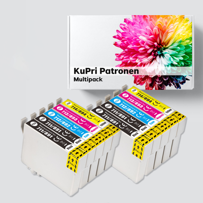 10er Set KuPri XXL Druckerpatronen für Epson Stylus D120 4x BK je 2x C,M,Y T0711 - T0714