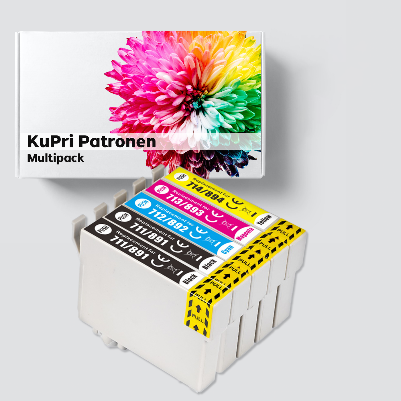 5er Set KuPri XXL Druckerpatronen für Epson Stylus DX4050 2x BK je 1x C,M,Y T0711 - T0714