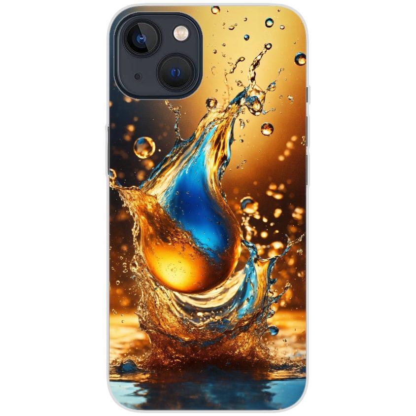 Handyhülle iPhone 13 aus transparentem Silikon mit Motiv 17 Wassertropfen abstract - personalisierbar