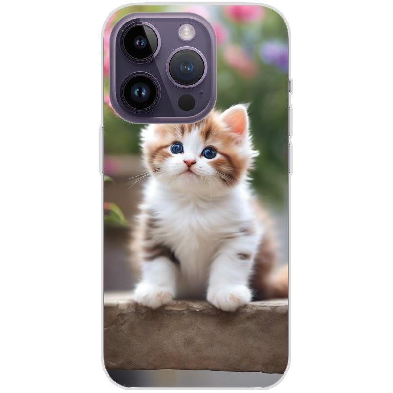 Handyhülle iPhone 14 Pro aus transparentem Silikon mit Motiv 10 süßes Kätzchen - personalisierbar
